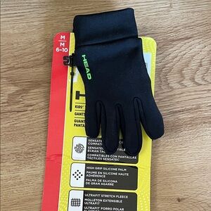HEAD Black Touchscreen Gloves for Kids NWT